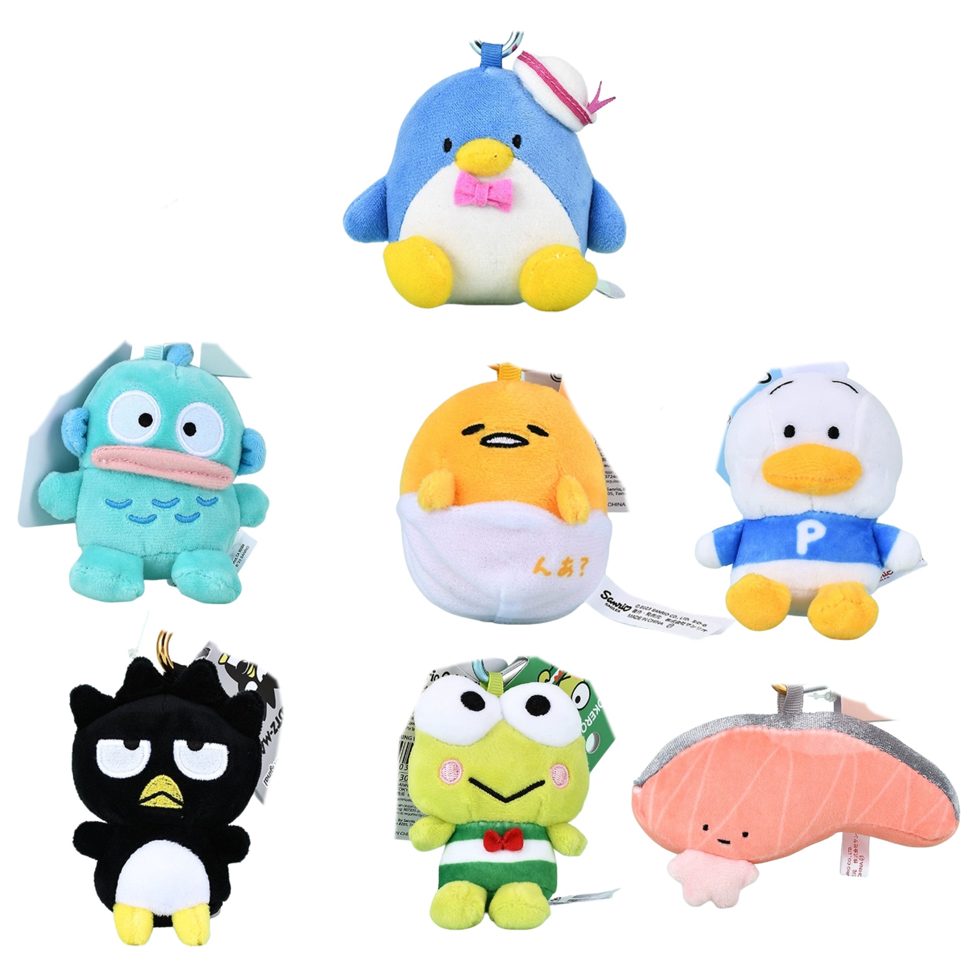 1005010272700858&nbsp; Kawaii Sanrios Gudetama Sam Gudetama Ahiru no Pekkle毛绒娃娃钥匙扣Hangyodon钥匙扣My Melody填充背包吊坠