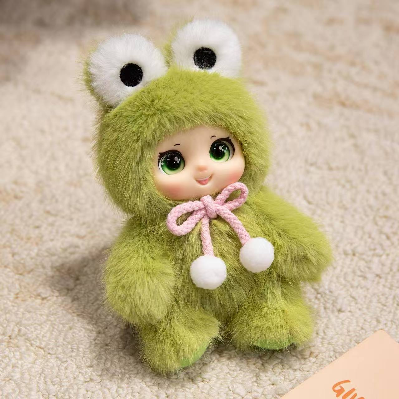 1005009957631508&nbsp; 18cm Kawaii可爱动物乙烯基脸毛绒玩具动物玩具吊坠兔熊羊动物爱好者礼物儿童吊袋