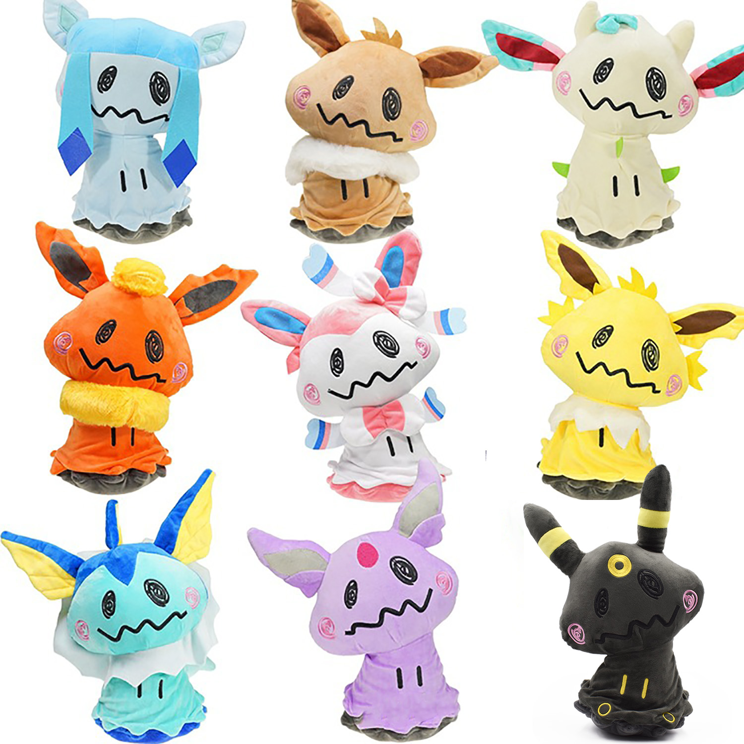 1005006886567299&nbsp; Mimikyu Cos Umbreon Jolteon Vaporeon Flareon Sylveon Eevee Espeon Leafeon Glaceon 毛绒玩具玩偶 填充动物 8英寸