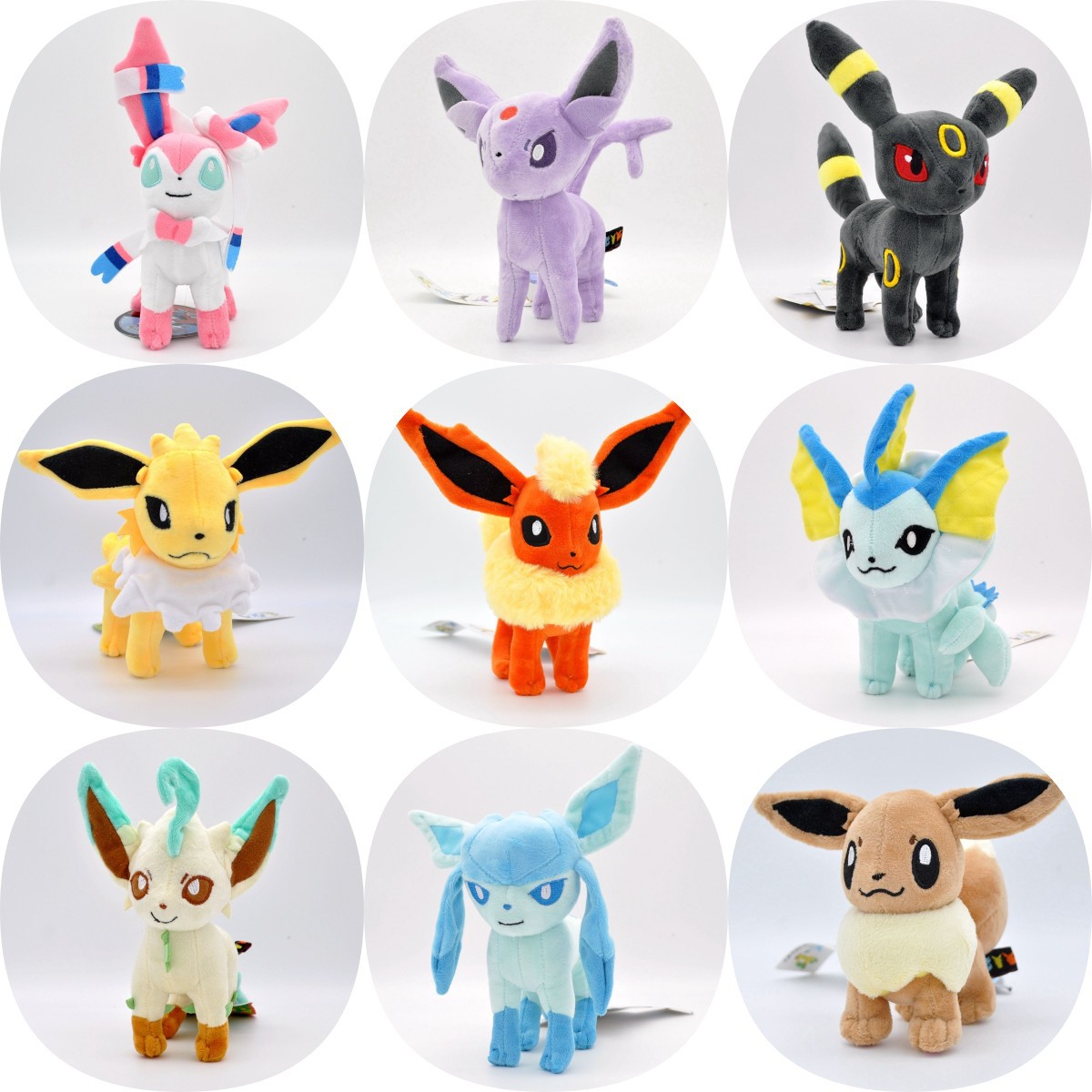 1005008819571727&nbsp; Eevee家族宝可梦毛绒玩具套装&mdash;&mdash;Sylveon、Umbreon、Vaporeon、Flareon、Pikachu毛绒玩偶，精致儿童圣诞礼物