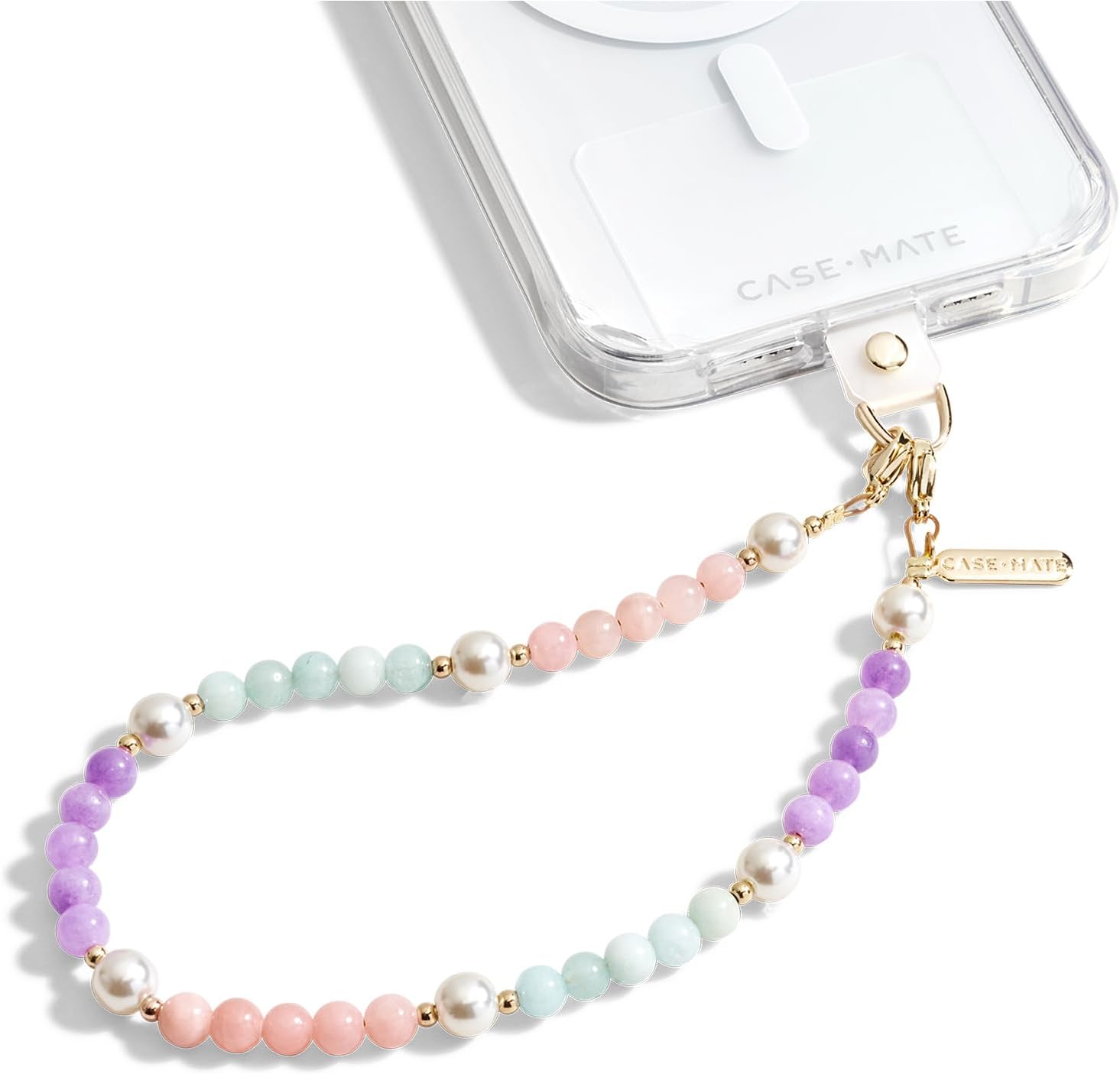 Case-Mate Phone Charm Wrist Strap with Beaded Pearls and Gold - Sugar Rush