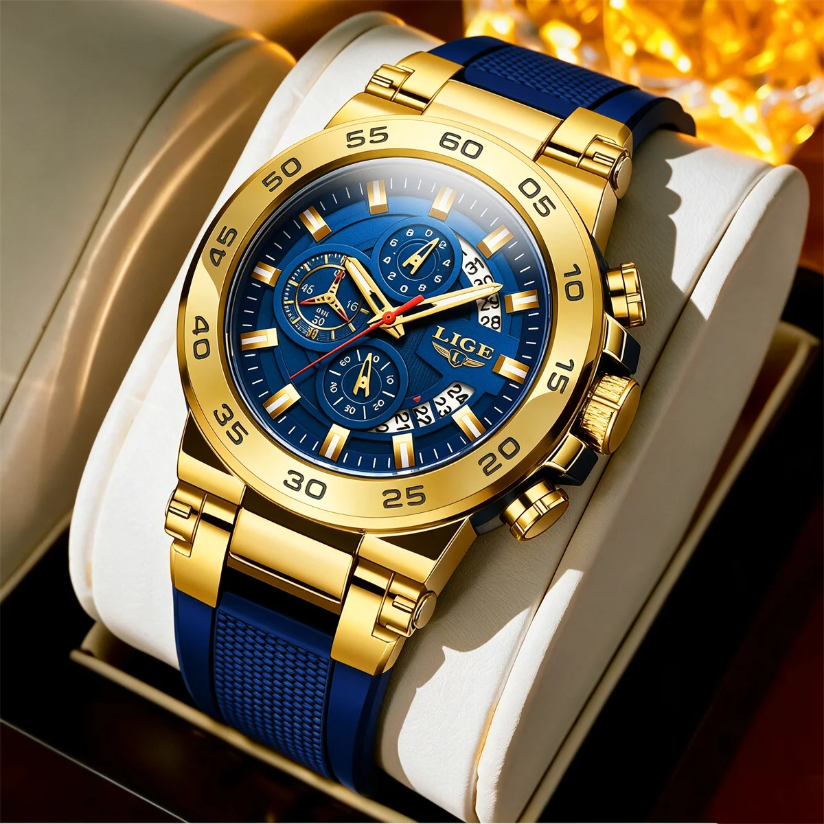 LIGE Men's Digital Wristwatch Casual Business Waterproof Luminous Watches For Men Military Quartz Chronograph Big Dig Watch Men