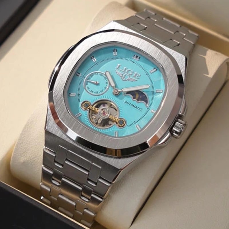 Classic 2026 LIGE Automatic Watches Men Fashion Luxury Mechanical Mens Watch Sports Waterproof Luminous Wristwatches Gifts Reloj