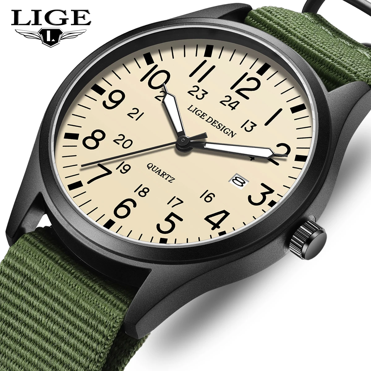 2026 LIGE New Luxury Nylon Watch Men Business Sports Military Luminous Men Quartz Wristwatch Waterproof Calendar Clock Male Gift