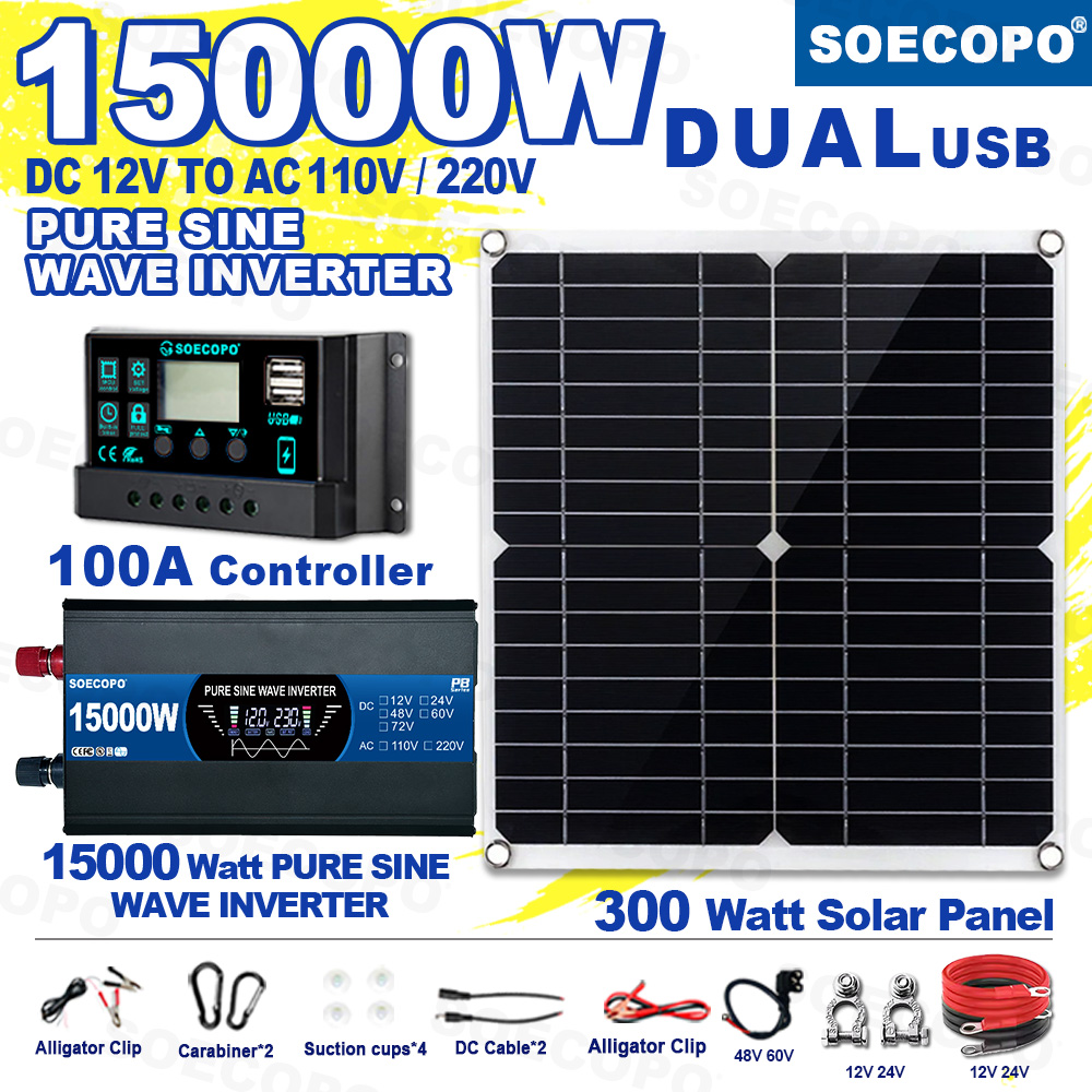 SEP-11K-PB15000纯正弦波系列大套件110V/220V太阳能板+控制器+纯正弦波逆变器套件