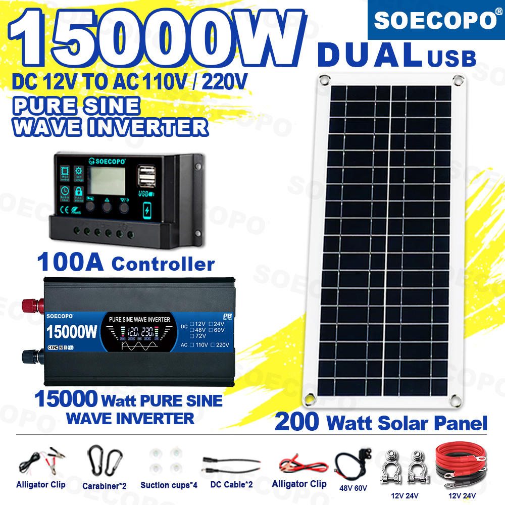 SEP-12K-PB15000纯正弦波系列大套件110V/220V太阳能板+控制器+纯正弦波逆变器套件