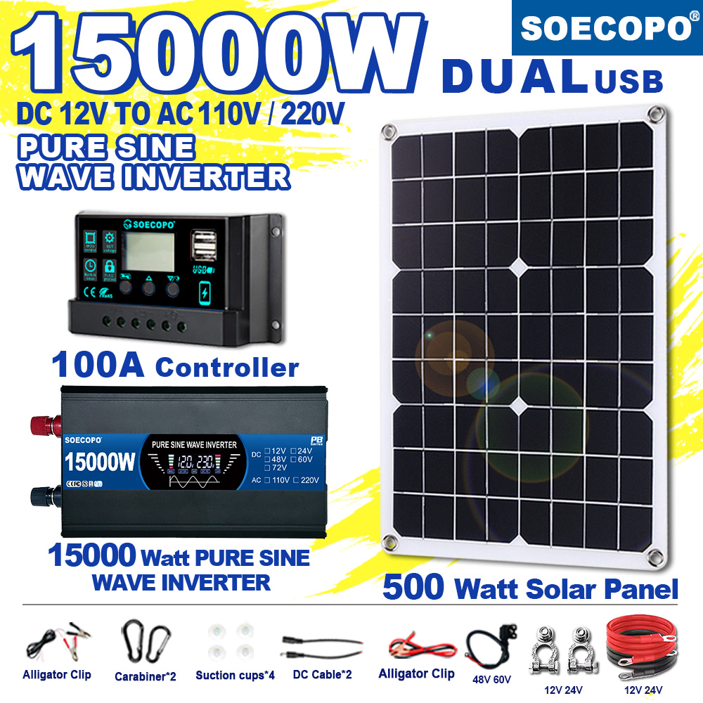 SEP-18K-PB15000纯正弦波系列大套件110V/220V太阳能板+控制器+纯正弦波逆变器套件