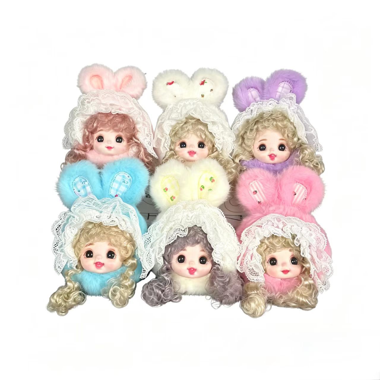JB801949 搪胶头型洋娃挂件 4寸 欧貂+PP棉