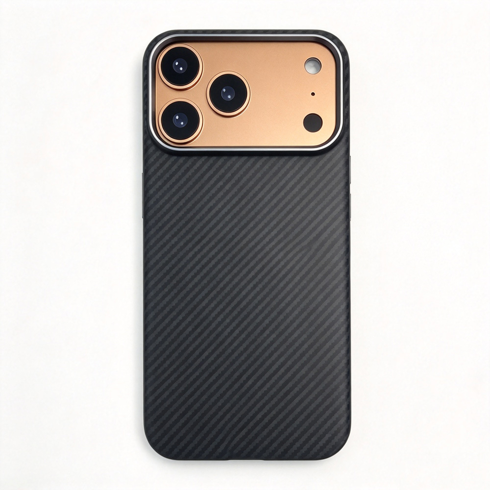 IF18P02适用iPhone18Pro黑色凯夫拉手机壳1500D磁吸苹果18Pro碳纤维保护套