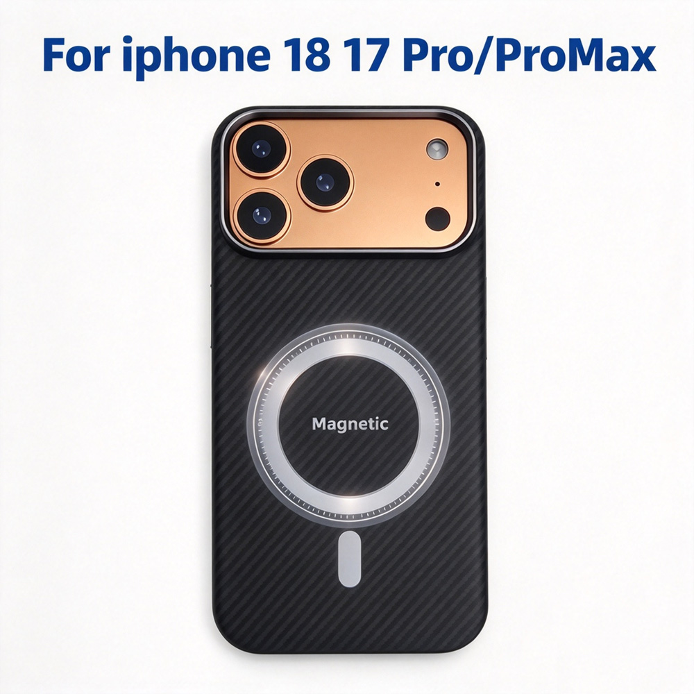 IF18PX01适用于iPhone18ProMax的黑色凯夫拉磁吸手机壳600D碳纤维保护套