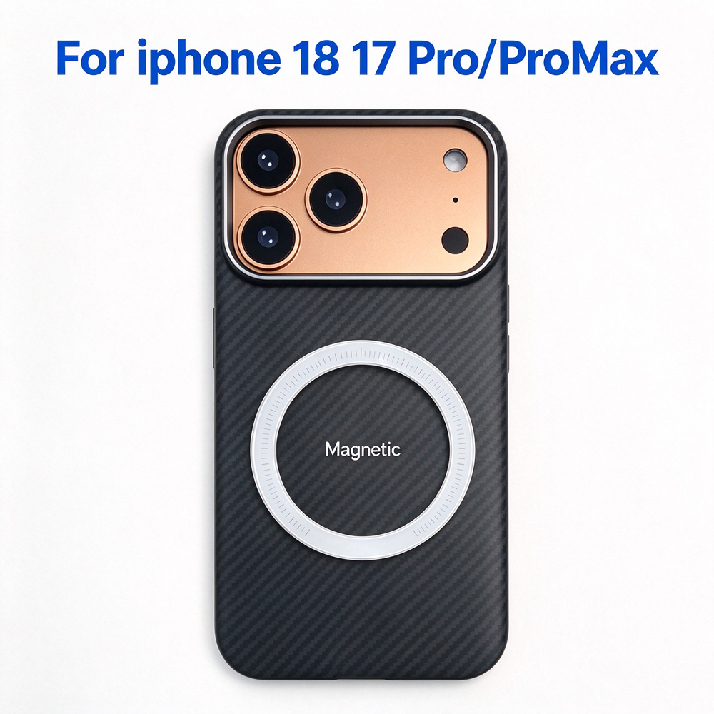 IF18PX02适用iPhone18ProMax黑色凯夫拉手机壳1500D磁吸苹果18ProMax碳纤维保护套